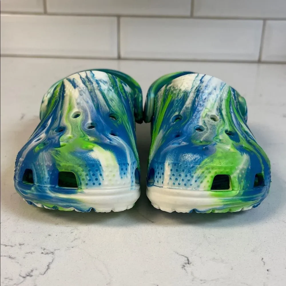Crocs Kids Classic Glow-in-the-Dark Marbled Clogs 